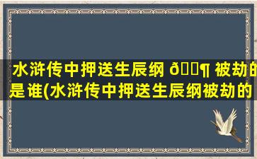 水浒传中押送生辰纲 🐶 被劫的是谁(水浒传中押送生辰纲被劫的是 🌳 谁呀)